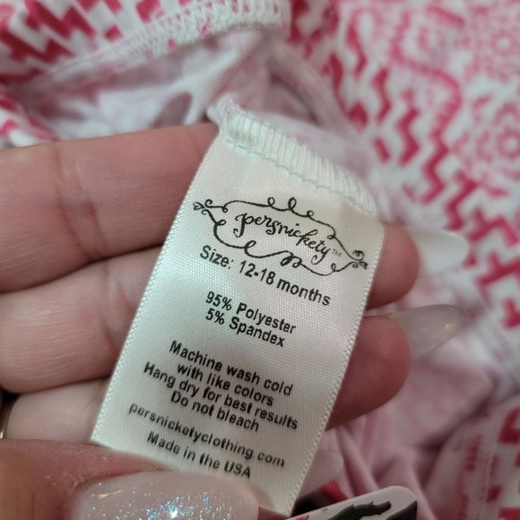 Persnickety NWT Wonderstruck Lisel Legging pink white geometric cropped 12-18m - Picture 5 of 5